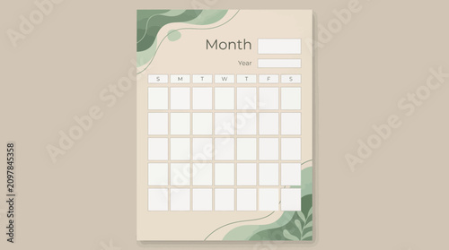 Foto Minimalist Botanical Leaf Calendar Page