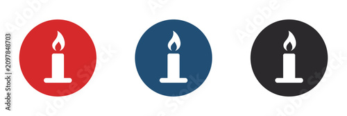 Fotografie Burning candle icons with illuminated flame isolated on white background for cel