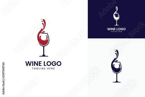 Abstract wine splash glass logo template