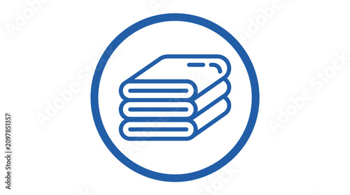 Icon of stacked books in circle.