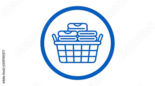 Laundry basket icon with folded clothes.