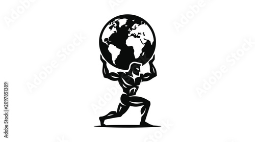 A muscular man lifting the Earth.
