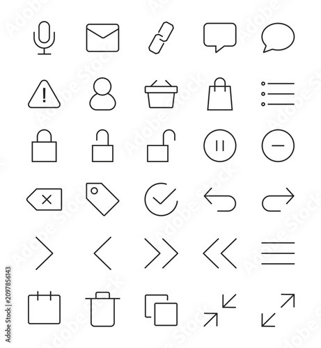 Essential Web and UI Interface Thin Line Icon Set