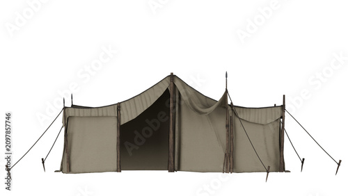 Quadro su tela Medieval Market Tent Historical Scene