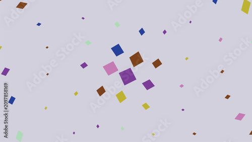 Foto Minimalist background design with scattered small colored diamond shapes on light grey canvas creating soft clean aesthetic wallpaper style