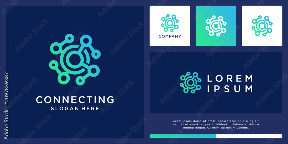 Naklejka premium Tech connecting logo design abstract template