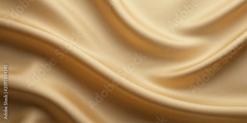 Fotografía Elegant Golden Silk Satin Fabric Background with Smooth Flowing Waves, Luxury Sh
