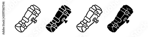 Fotografía Set of medical leg brace icons in line art and silhouette styles