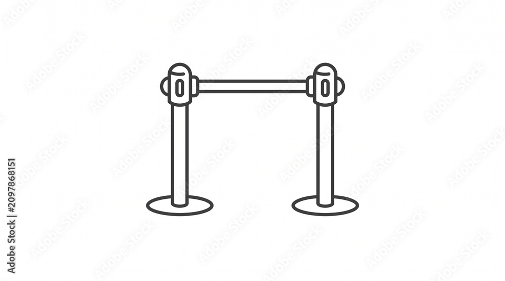 Obraz premium Stanchion barrier line icon with retractable belt for queue control