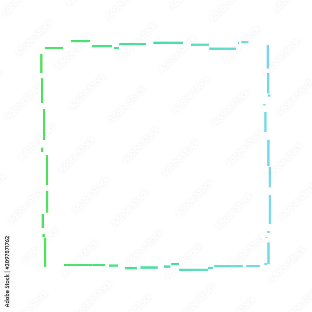 Fototapeta premium Minimalist square dashed border with green and blue gradient
