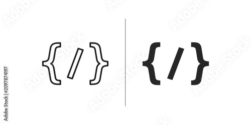 Photos Programming code brackets set featuring outline and solid black syntax symbols f