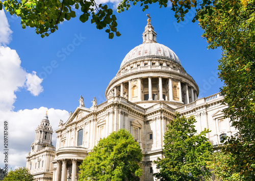 St. Paul's cathedral view. Dome against of a blue sky. London, UK 2026