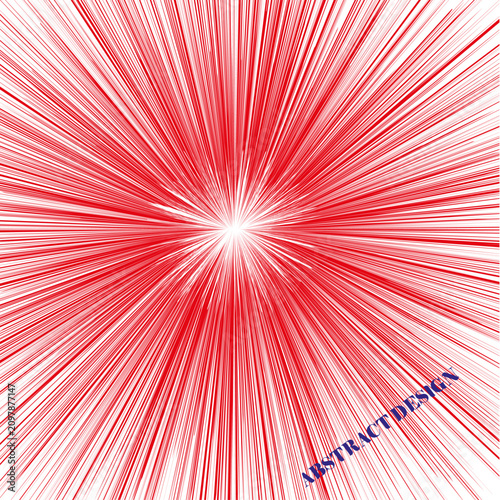 Принти на полотні Abstract red light burst background with radial lines emanating from a bright ce