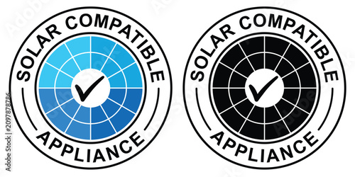Fotografija Solar Compatible Appliance Certified Badge Set, Blue and Black Circular Solar Pa