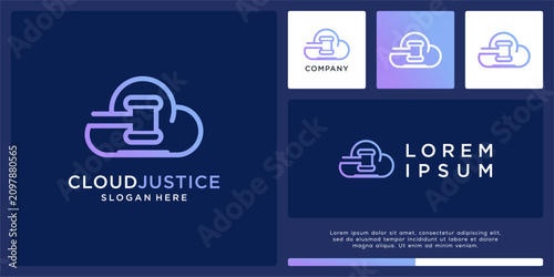 Fotografi Cloud justice logo design with gavel