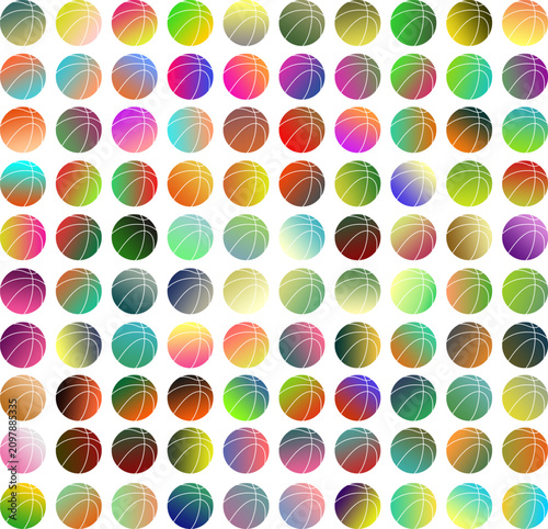 A premium collection of minimalist basketball vector icons featuring vibrant gradient color combinations and clean white outline details