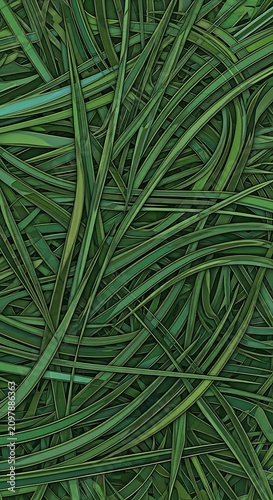 Close up of lush green grass blades texture.