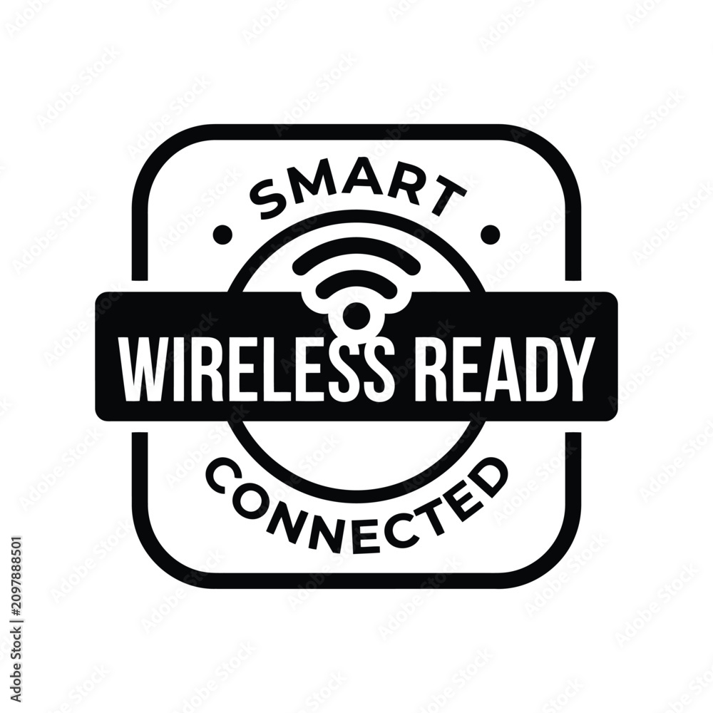 Fototapeta premium Smart wireless ready stamp seal icon. Vector badge for internet connectivity and digital technology.