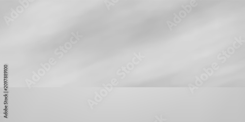 White grey studio room. Limbo light background. Abstract 3d gradient backdrop for product presentation. Minimal wall scene spotlight. Showcase, promotion display.