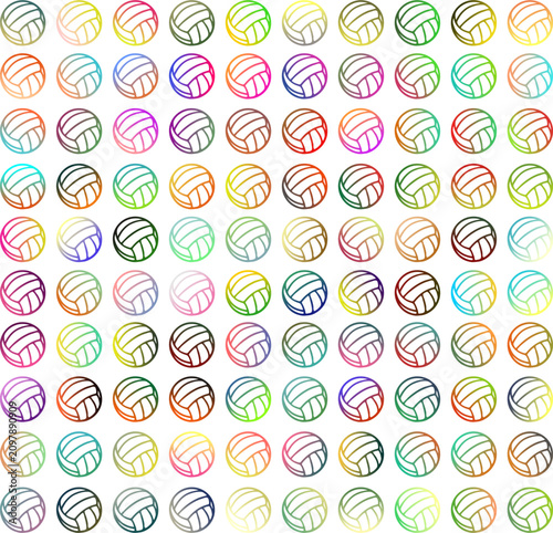 A premium collection of minimalist volleyball vector icons featuring vibrant gradient color combinations with clean outline styling