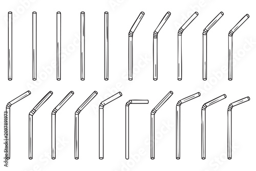 Schilderij op canvas Beverage Straw Line Art Collection for Cafe, Restaurant and Bar Projects