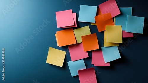 A vibrant collage of colorful sticky notes on background
