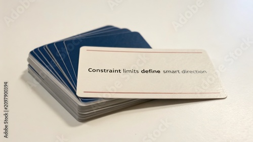 Thought-Provoking Card on Constraints and Direction Concept for Creative Inspiration and Decision-Making in Business