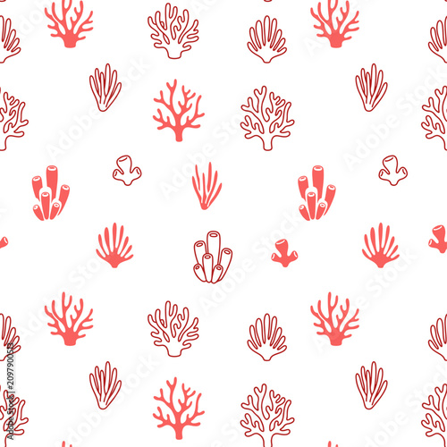 Vector seamless pattern with corals