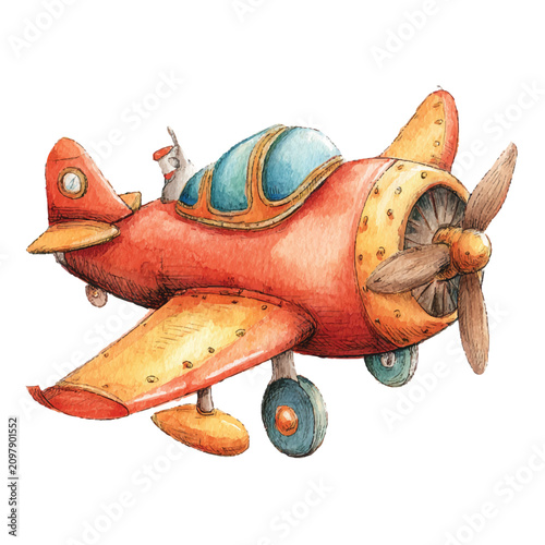Vintage toy airplane with propeller.
