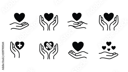 Bild auf Leinwand Love, healthcare, hand and heart icon