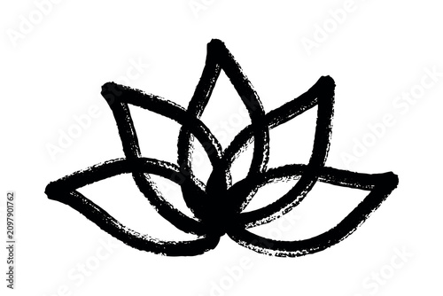 Hand drawn lotus flower doodle Water lily illustration Relax, calm, harmony, yoga, meditation symbol For design, print, logo, tattoo, wellness industry