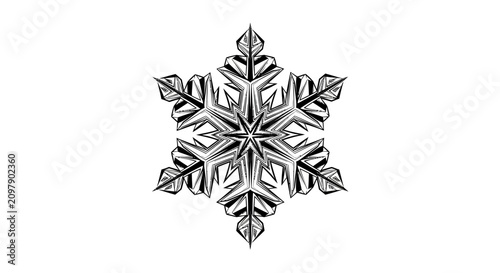 Ornate geometric snowflake winter season icon.