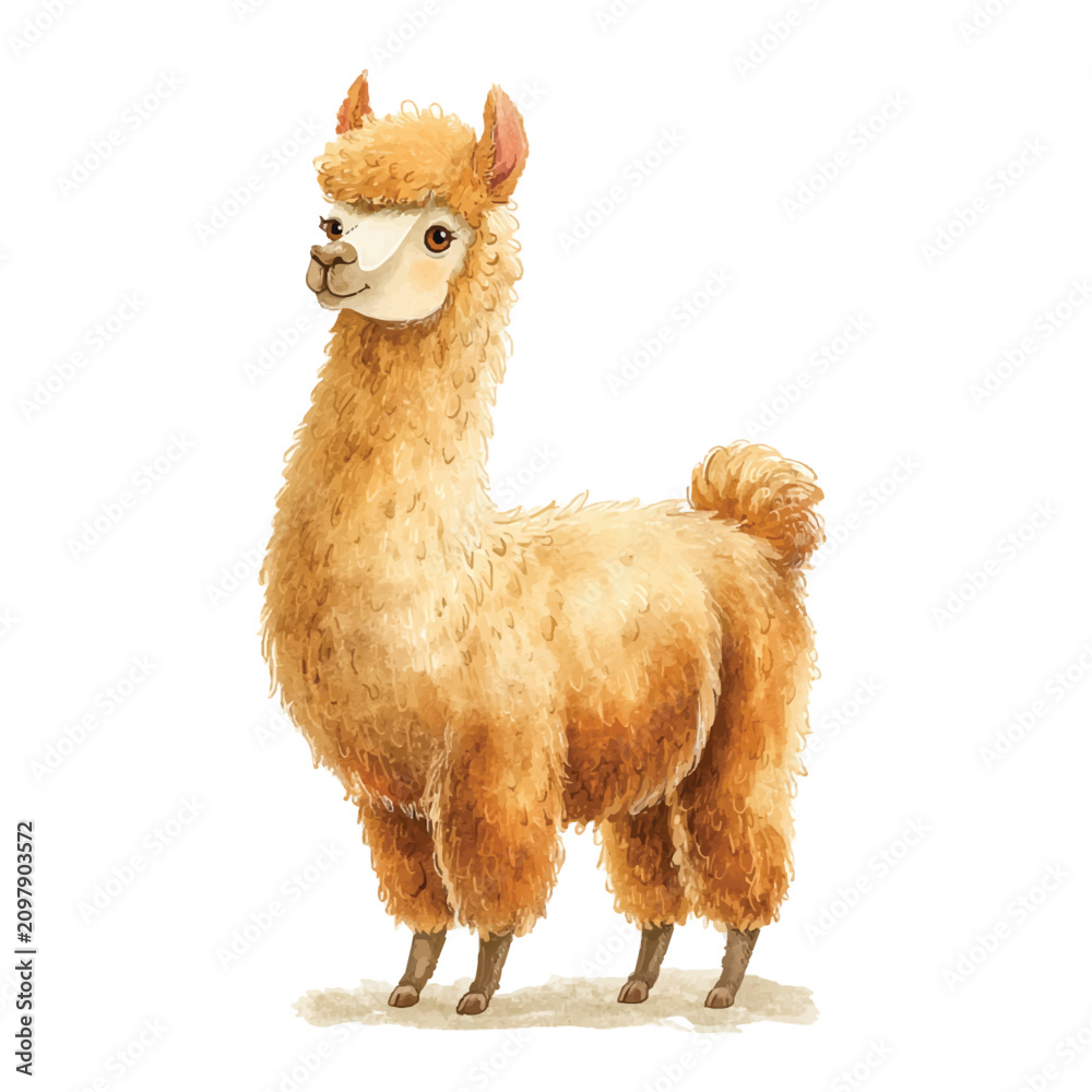 Fototapeta premium A light brown llama standing still.