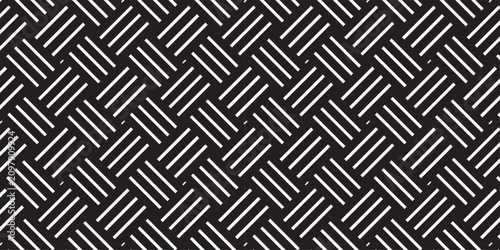 Seamless wall grid metallic structure pattern square overlap black and gray gradient decoration wallpaper. stripes decoration element maze textile paper triangle background.