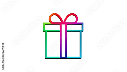 Abstract geometric cube with overlapping colored rings.