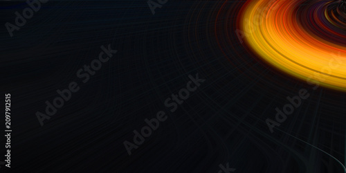 Foto Abstract vortex pattern featuring glowing curved lines originating from top right corner