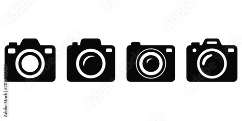 Fotografía Camera icons set retro digital vintage and modern camera designs graphics