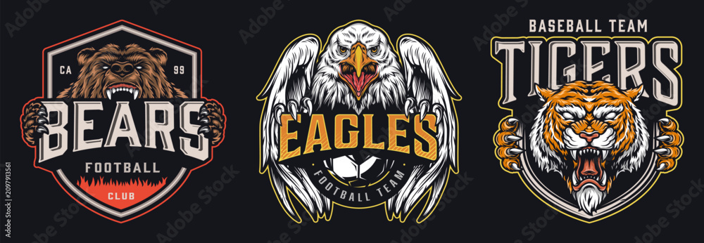 Naklejka premium Football and baseball logos