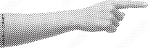 Halftone Human arm and hand pointing with index finger