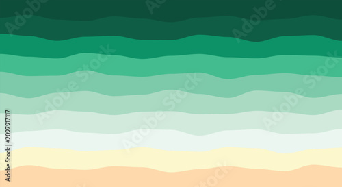 Abstract green nature landscape background. dark forest green to bright orange wavy gradient layers. for eco friendly cosmetic branding, minimal travel web banners. flat vector graphic.