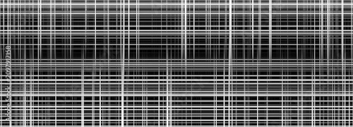 Structural grid line 3D abstract banner in black and white monochrome