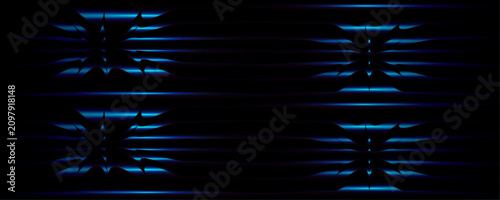Dark blue neon light reflections on black background vector graphic design