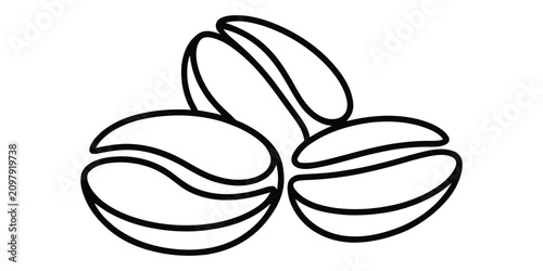 Fotografía Three roasted coffee beans line art icon