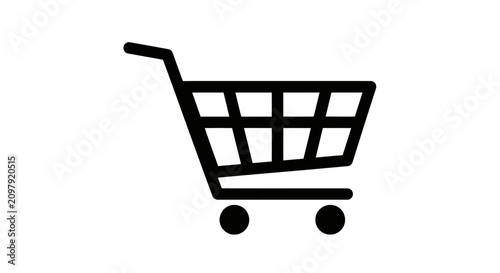 Black shopping cart icon isolated on white background