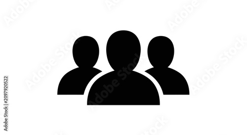 Black silhouette group icon isolated on white background