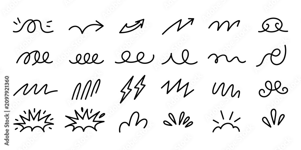 Obraz premium Set of hand drawn doodle arrows icons and shapes for design elements
