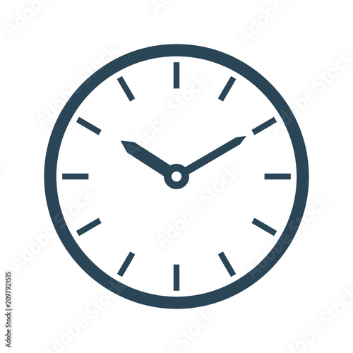 Fotografija Simple clock face icon showing time with hands on a plain background, essential