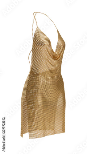 chainmail golden mini dress isolated