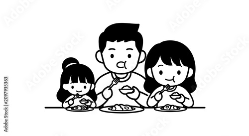 Family eating a healthy meal together at a table