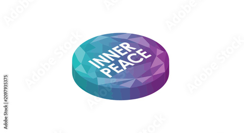 Inner peace concept on blue and purple isometric disc